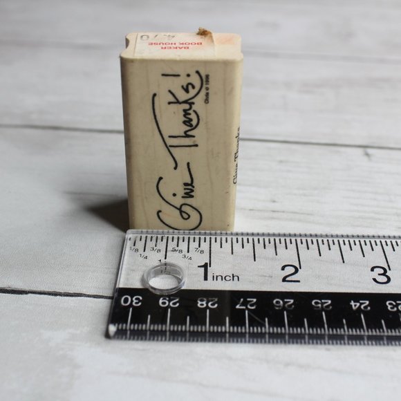 California Rubber Stamp Mounted Wooden Block Give Thanks Thanksgiving - Picture 3 of 4